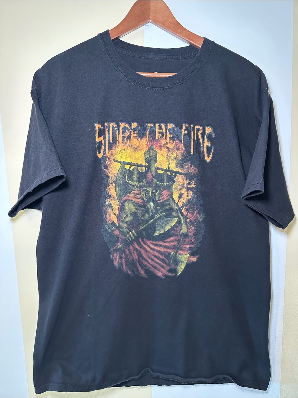 Since The Fire Metal Band Graphic T Shirt Mens XL Hanes Tagless Black Viking Axe